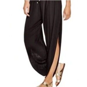 Laundry By Shelli Segal Beach Pants Size M Black Harem Style Coverup Lounge